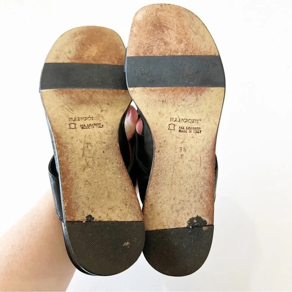 Rangoni Dalma Black Napa Leather Sandals Floral Mini Wedge Women’s Size 7.5 $170 - Picture 3 of 12